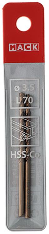 Mack 1018423 - Metallbohrer HSS CO5% DIN 338 ø 3,5 x 70 mm 2 Stück | 5 Stück