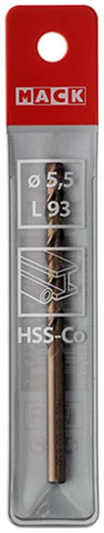 Mack 1018427 – Metallbohrer HSS CO5 % DIN 338 ø 5,5 x 93 mm | 5 Stück
