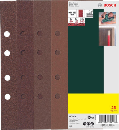 Bosch 25-teiliges Schleifblatt-Set für Exzenterschleifer – 93 x 230 mm – Körnung 80