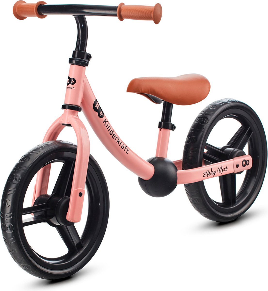Kinderkraft 2way Next Laufrad – für Kinder ab 2 Jahren – 12 Räder, verstellbarer Sattel und Lenker, Gummigriffe – Pink