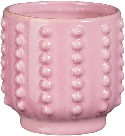 Glimmerdekorationen Blumentopf Boaz - gekräuselt - rosa - 16 x 18 cm