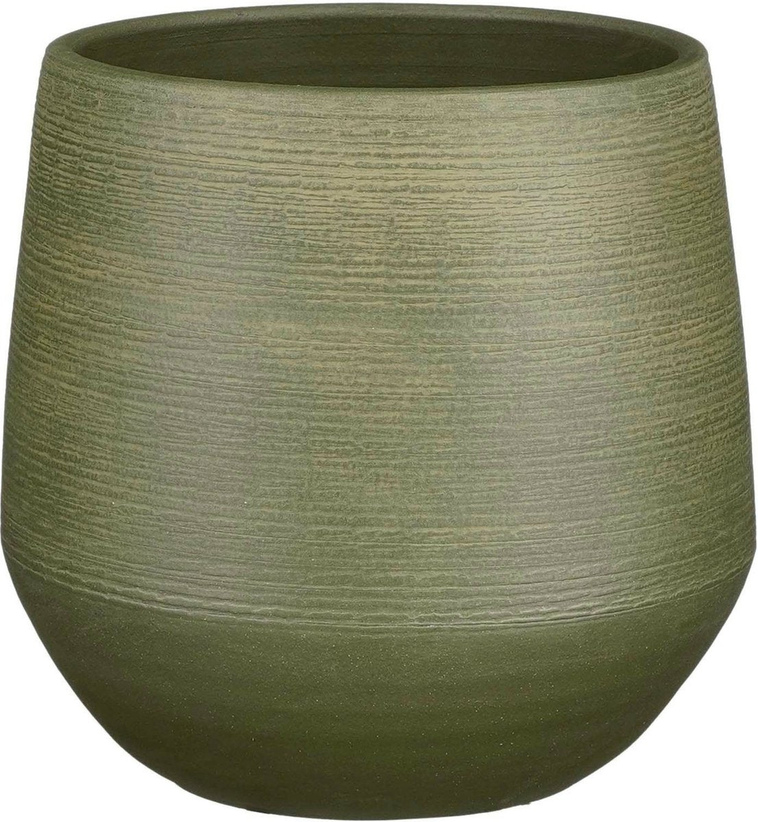 Mica-Dekorations-Pflanztopf – Terrakotta – dunkelgrünes Relief – D24 H23 cm – Blumentopf