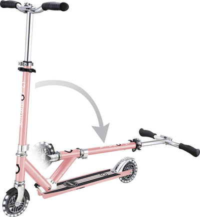 Globber Kinderroller - Flow - Pink Chrome - leuchtende Räder - faltbar - ab 5 Jahren