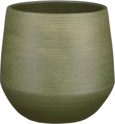 Mica-Dekorations-Pflanztopf – Terrakotta – dunkelgrünes Relief – D24 H23 cm – Blumentopf