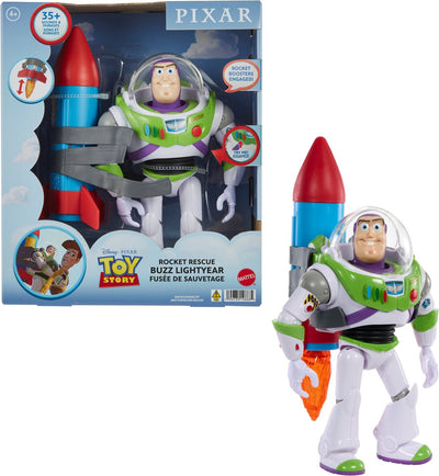 Mattel Pixar Buzz Lightyear Spielzeugfigur mit Rakete – große Actionfigur.
