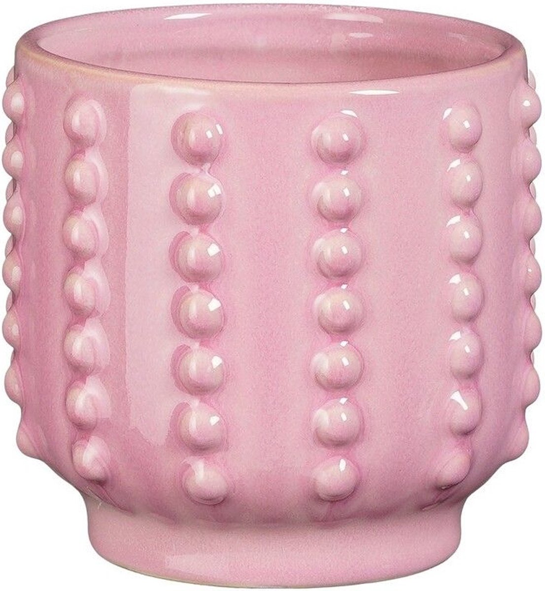Glimmerdekorationen Blumentopf Boaz - gekräuselt - rosa - 16 x 18 cm