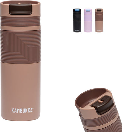 Kambukka Cabo Grip Thermobecher 500 ml – Kaffeetasse to go – auslaufsicherer Kaffeebecher – Edelstahl – Mocca-Praline