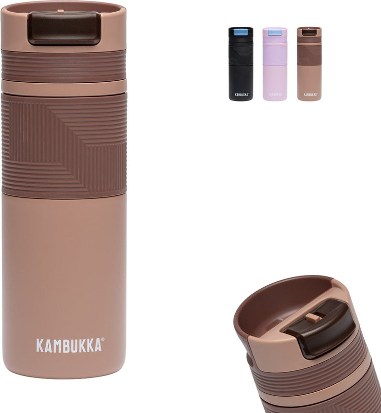 Kambukka Cabo Grip Thermobecher 500 ml – Kaffeetasse to go – auslaufsicherer Kaffeebecher – Edelstahl – Mocca-Praline