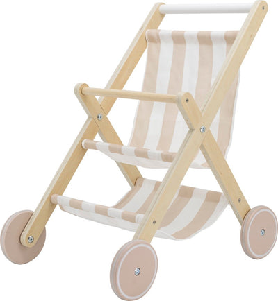 Tryco Puppenwagen aus Holz – Puppenwagen – Rollenspiel mit Korb – Holzspielzeug und fantasievolles Spielen – ab 18 Monaten weiß beige
