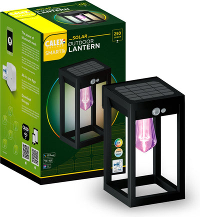 Calex Smart Outdoor Solar-Außenlampe – Smarte Wandlampenlaterne – RGB und Warmweiß – Außenbeleuchtung – Schwarz