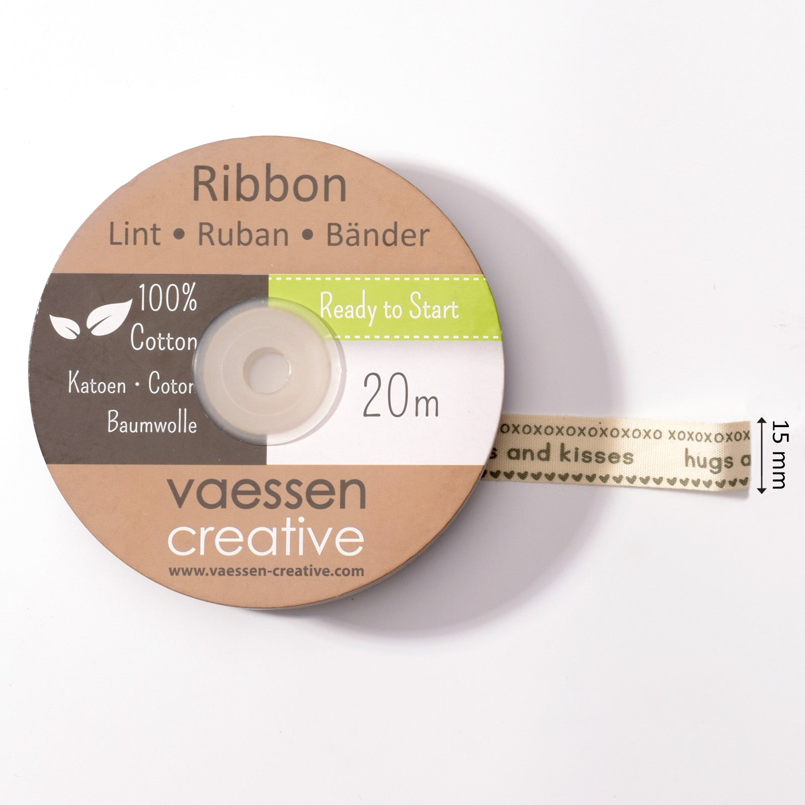 Vaessen creative • Band 20 m x 15 mm eng Umarmungen und Küsse