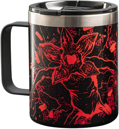 Bialetti Stranger Things – Thermobecher mit Henkel – 420 ml – Edelstahl – leuchtet im Dunkeln