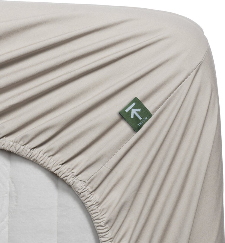 Perkal-Baumwolle von Percale – Spannbettlaken mit geteiltem Topper – 180 x 220 – Natur