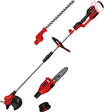 Einhell Akku-Garten-Multitool GE-LM 36 4in1 LI BL Solo – Power X-Change – 36 V Li-Ion – bürstenloser Motor – 4 Funktionen: Kettensäge, Heckenschere, Trimmer mit Klinge und Trimmer mit Kabel – exkl. Akku und Ladegerät
