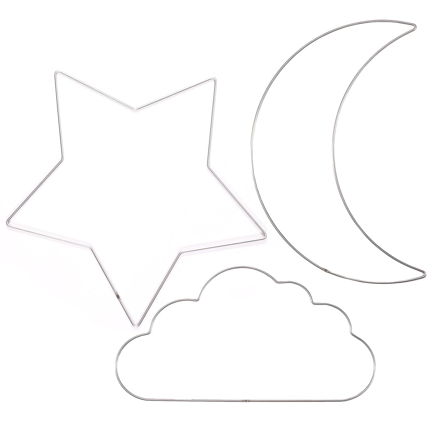 Vaessen creative • Metallringe-Set Stern, Mondwolke ø32cm 3mm Silber