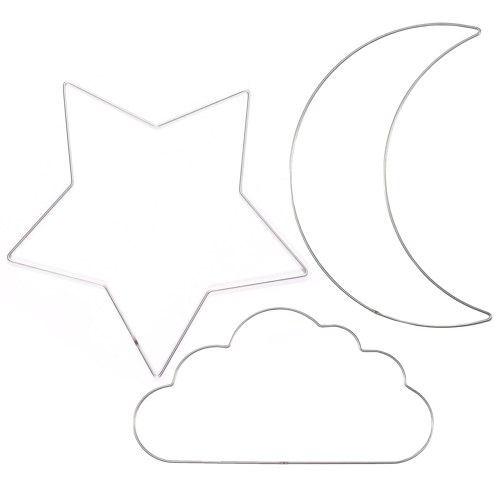 Vaessen creative • Metallringe-Set Stern, Mondwolke ø32cm 3mm Silber