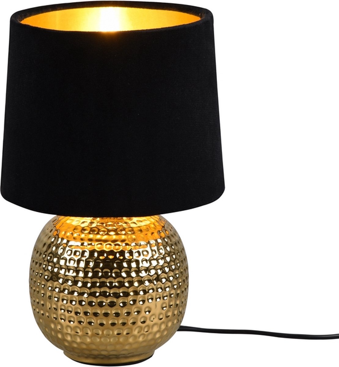 Rl lebe deine Lichtrealität Sophia - Tischlampe - Gold - exkl. 1x e14 40w - Schnurschalter - schwarzer Schirm