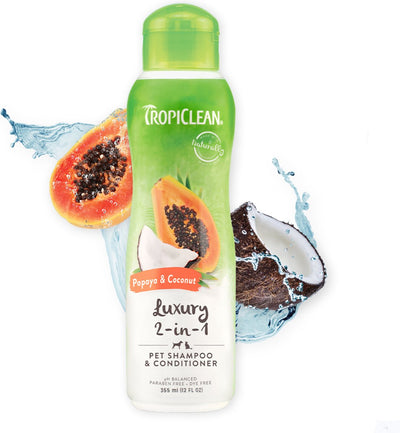 Tropiclean Papaya und Kokosnuss – luxuriöses Hundeshampoo und Spülung – 355 ml