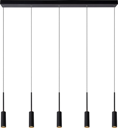 Lucide tubule - Hängelampe - LED - 5x7w 2700k - schwarz