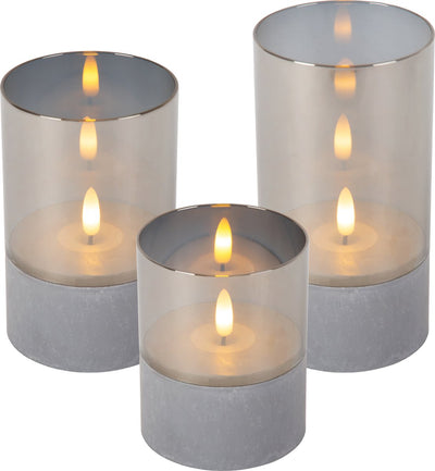 Lucide velas – Tischlampe – Batterien – ø 8 cm – LED – 3 x 0,2 W 2700 K – Fumé – 3er-Set