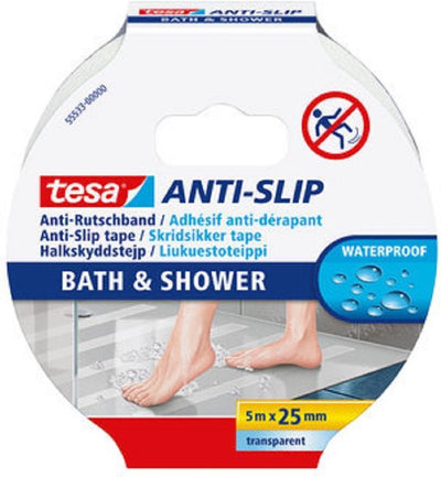 Tesa 1054866 – Anti-Rutsch-Badewannendusche 5 m x 25 mm | 6 Stück