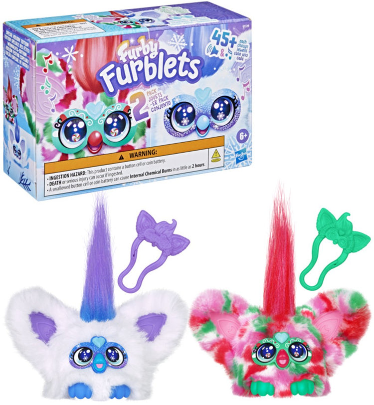 Furby Furblets Pep-Mint und Sno-Flay, Feiertags-Duo-Pack, elektronische Mini-Kuscheltiere für Jungen und Mädchen ab 6 Jahren