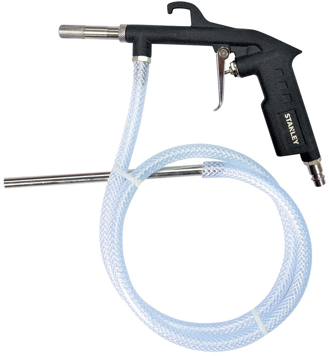 Stanley Sandstrahlpistole 150063xstn – Sandstrahlpistole mit Schlauch – für Kompressor – max. 8bar - 250l min - Aluminium - Schwarz