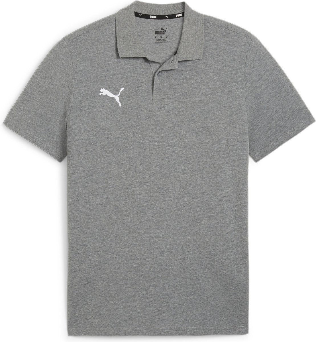 Puma Teamgoal Casuals Polo-Herren-Sportshirt – Mittelgrau meliert – Weiß
