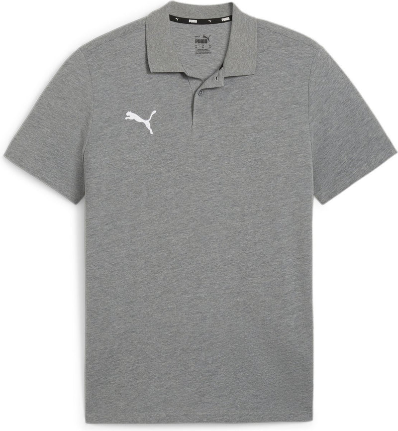 Puma Teamgoal Casuals Polo-Herren-Sportshirt – Mittelgrau meliert – Weiß