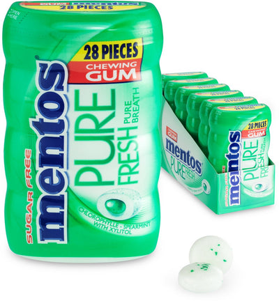 Mentos Gum reine frische grüne Minze – Kaugummi – zuckerfrei – 6 x 28 Stück