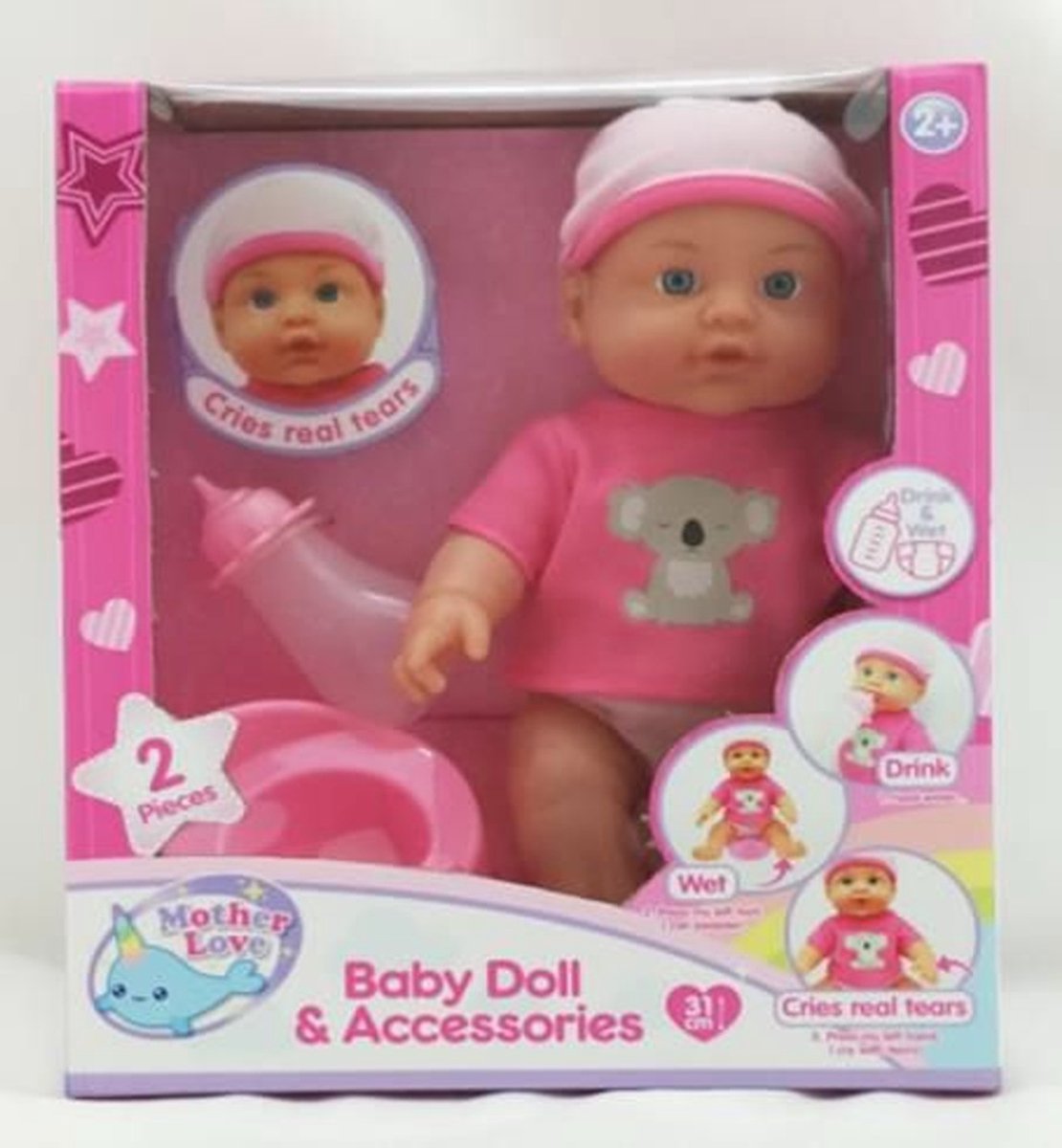 Braet Natursektpuppe 43cm mit Töpfchen und Zubehör.