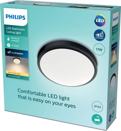 Philips LED Philips Doris Badezimmer-Deckenleuchte – Schwarz – Groß – 17 W