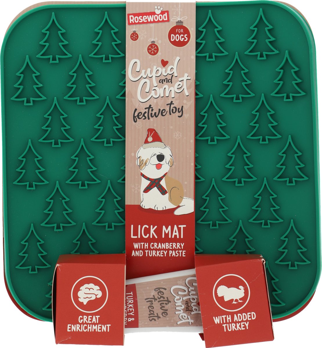 Rosewood Amor Comet – Leckmatte mit Truthahn-Cranberry-Paste – Weihnachtsbaumform – Leckerbissen zur geistigen Stimulation – für Hunde