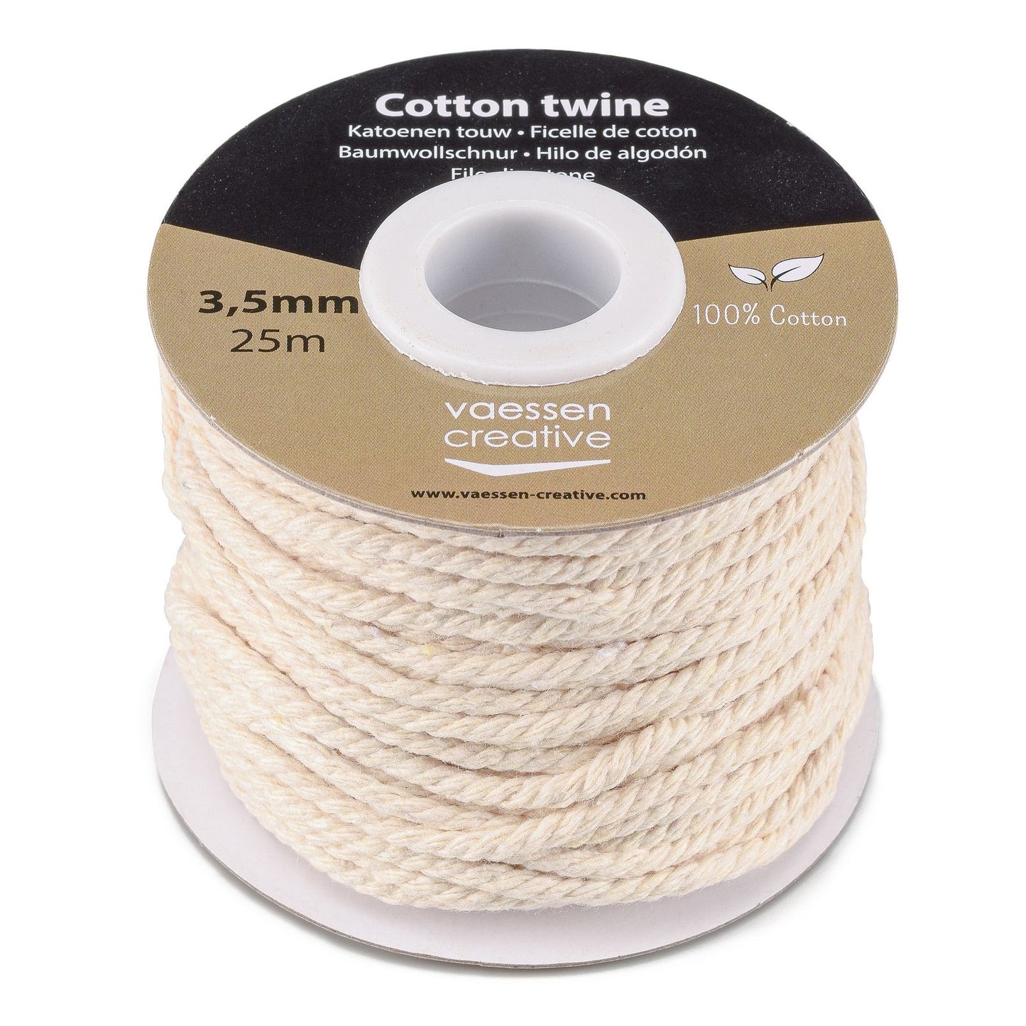 Vaessen creative • Baumwollfaden natur 3,5 mm x 25 m
