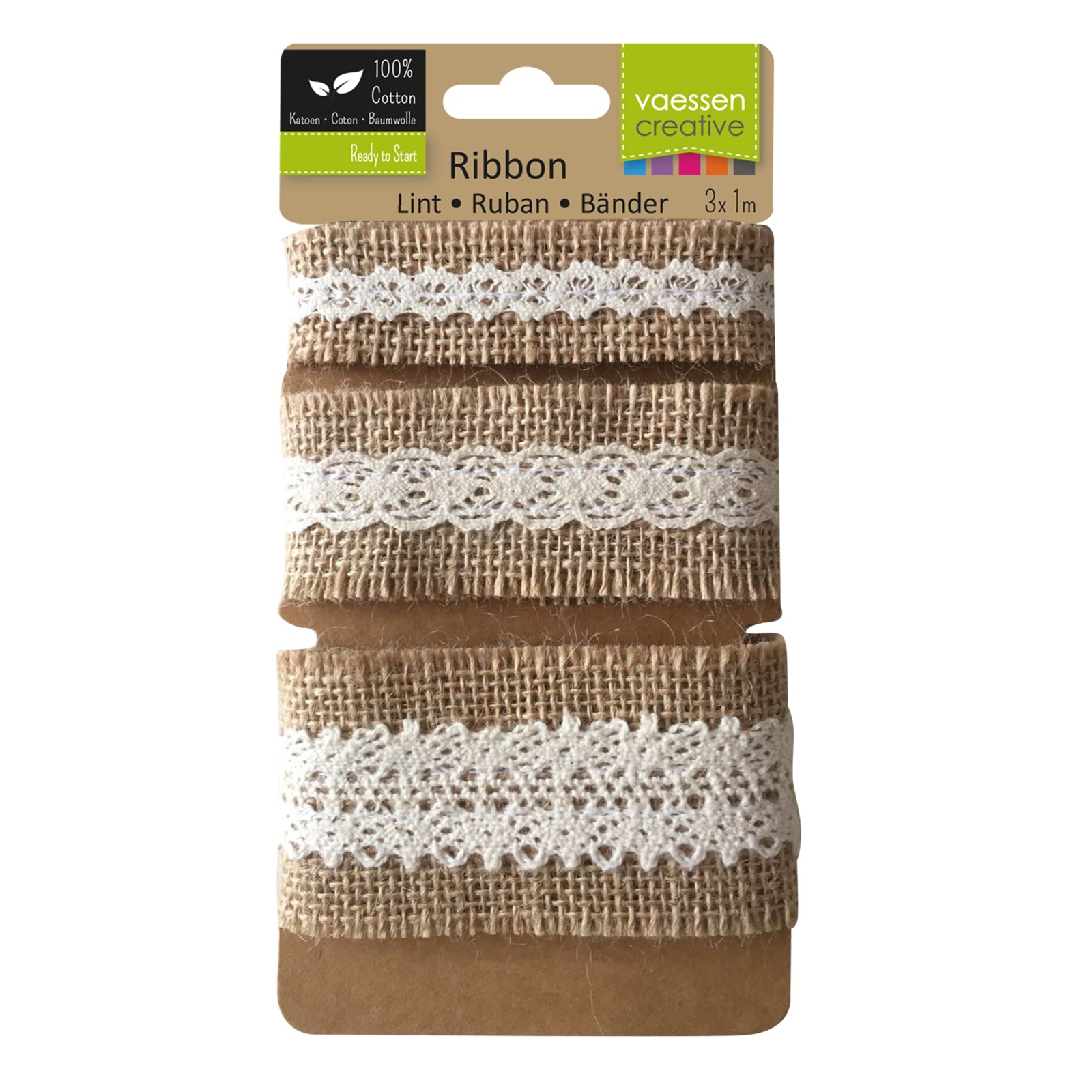 Vaessen creative • Sortiment Juteband Spitze natur elfenbein 3St. 1m