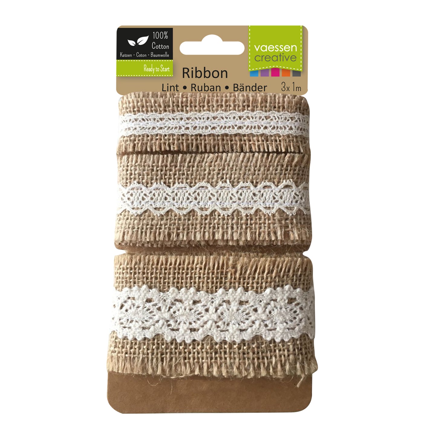 Vaessen creative • Sortiment Juteband Spitze natur elfenbein 3St. 1m