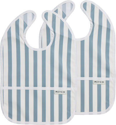 Meyco Baby Fat Stripe Lätzchen mit Auffangschale – 2er-Pack – Jeansblau