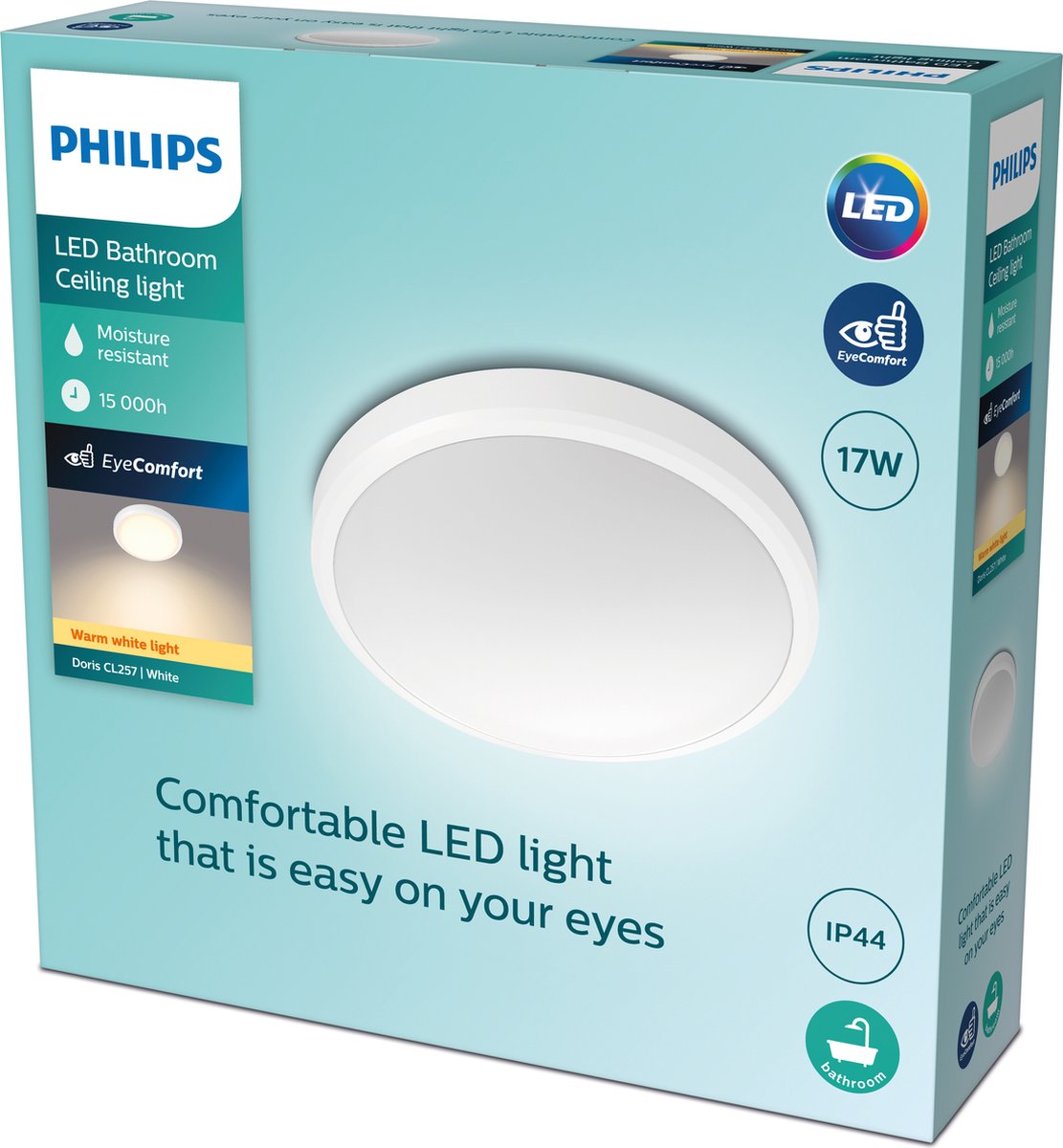 Philips LED Philips Doris Badezimmer-Deckenleuchte – weiß – groß – 17 W