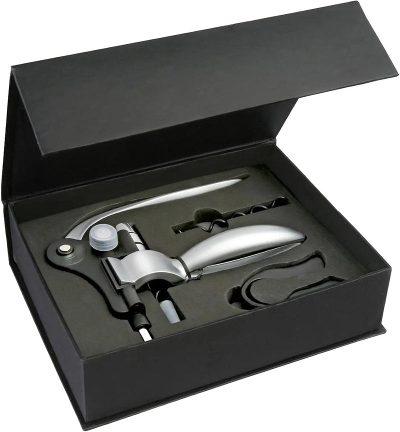 5Five Luxus-Weinöffner-Set – Edelstahl – 3-teilig – Geschenkset – Korkenzieher-Flaschenöffner – Sommeliermesser – Wein
