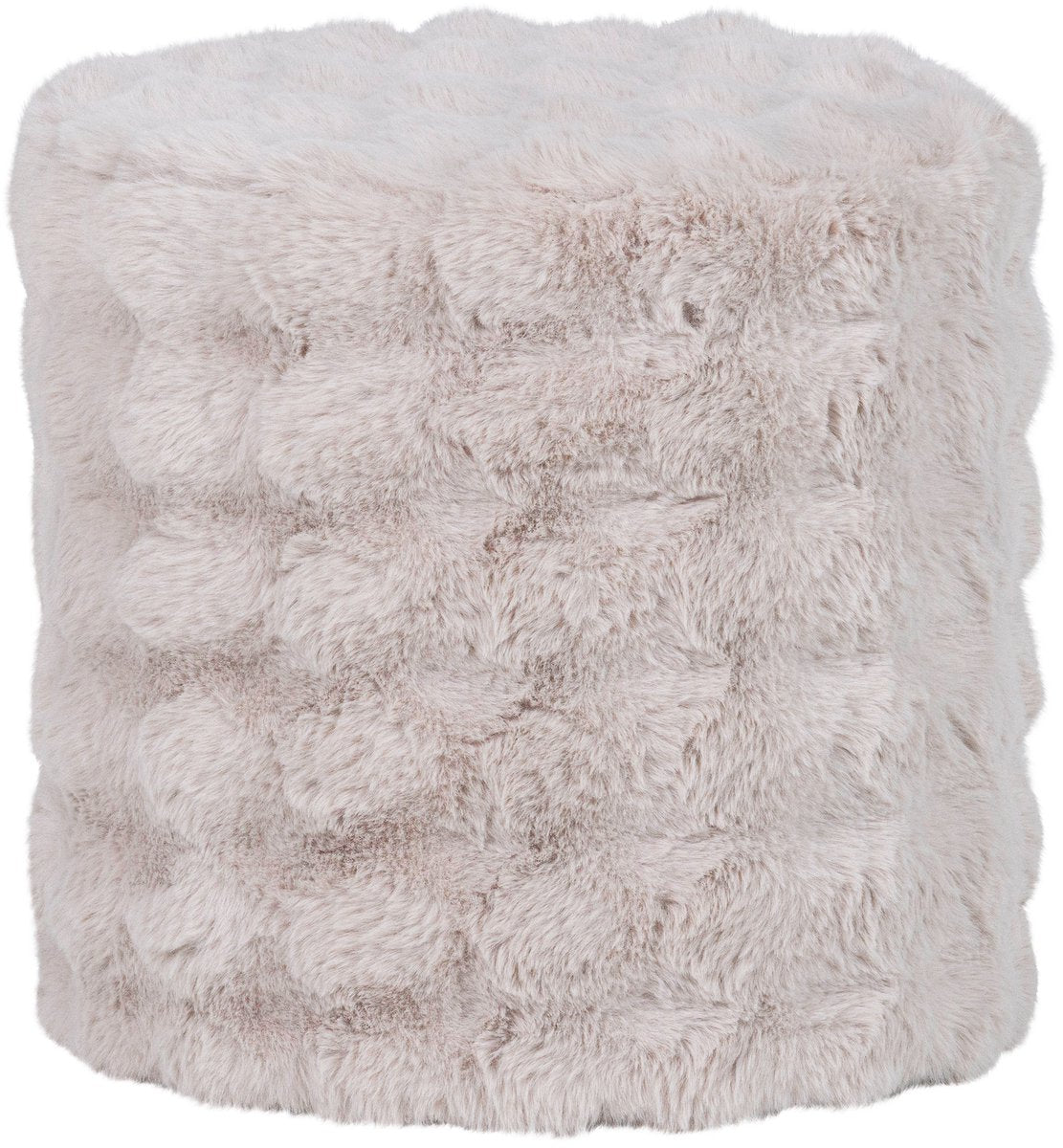 Woood Olven Pouf hoch - flauschiger Stoff - natur - 46x46x46