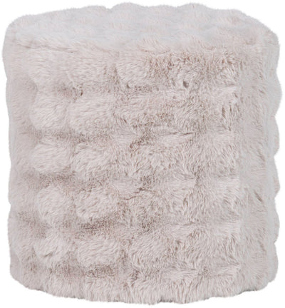 Woood Olven Pouf hoch - flauschiger Stoff - natur - 46x46x46