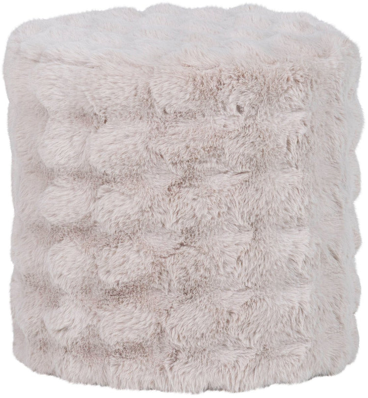 Woood Olven Pouf hoch - flauschiger Stoff - natur - 46x46x46