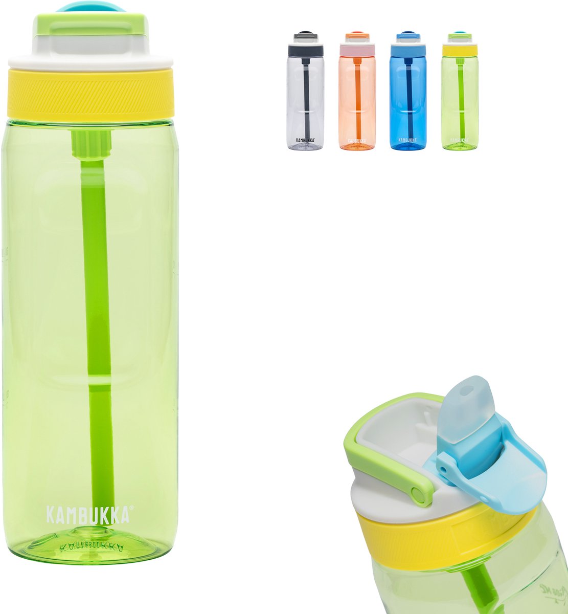 Kambukka Lagunen-Trinkflasche 750 ml – verspielter Garten mit integriertem Strohhalm