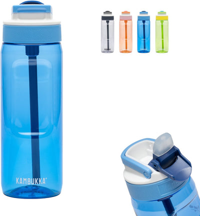 Kambukka Lagunenwasserflasche 750 ml – frisches Blau mit integriertem Strohhalm