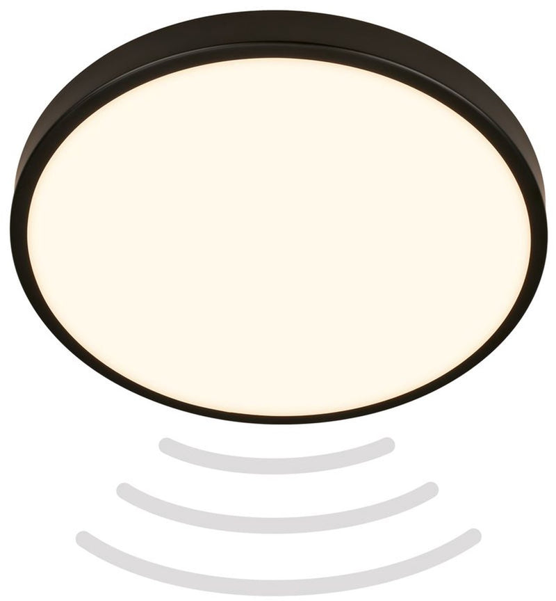 B.k.licht briloner chet - Badezimmerbeleuchtung - LED-Deckenleuchte - Badezimmerlampe - mit Bewegungssensor - IP54 - warmweißes Licht - 12 W - ø29 cm - Schwarz