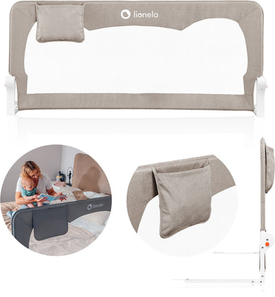 Lionelo Hanna – Bettgitter 150x66 cm – 180° klappbar – Aluminiumrahmen – sicherer Gurtstand – bis 27 kg – luftiges Netz – für Matratzen bis 45 cm – SGS-zertifiziert – reisefreundlich – einfache Montage