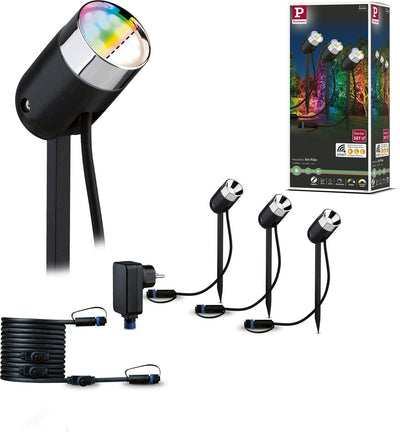 Paulmann Plug Shine LED Gartenstrahler Smart Home Zigbee 3.0 Pike Basisset IP65 RGBW+ 3x4,2W 21VA Anthrazit