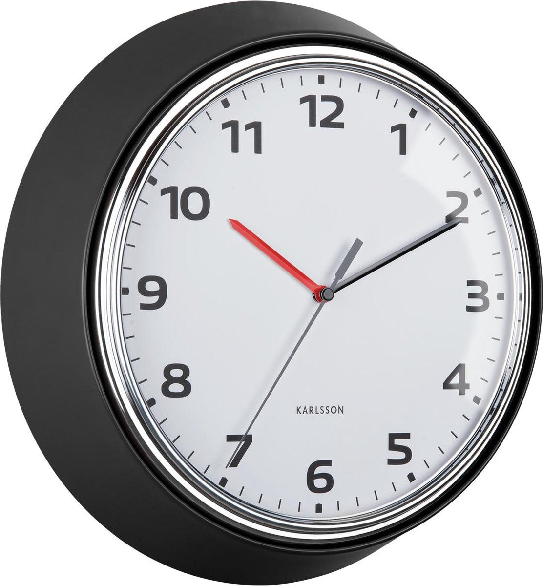 Karlsson Wanduhr Modern Retro - Schwarz - ø34cm - Wanduhr Retro