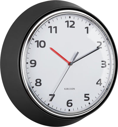 Karlsson Wanduhr Modern Retro - Schwarz - ø34cm - Wanduhr Retro
