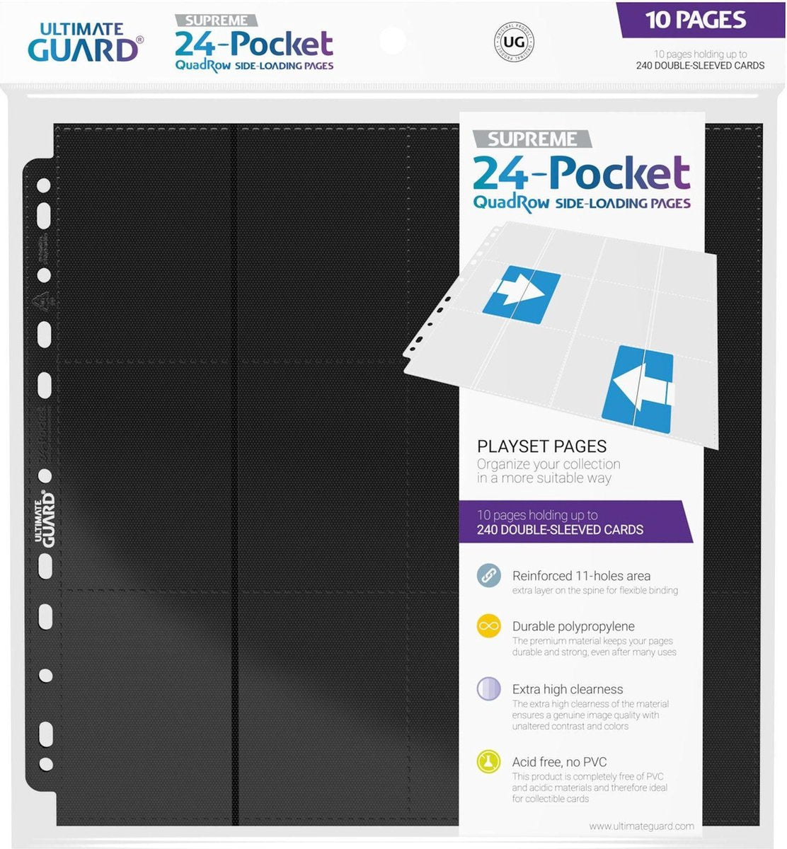 Ultimate Guard 24-Pocket-Quadrow-Seiten mit Seitenladefunktion (10) – Schwarz
